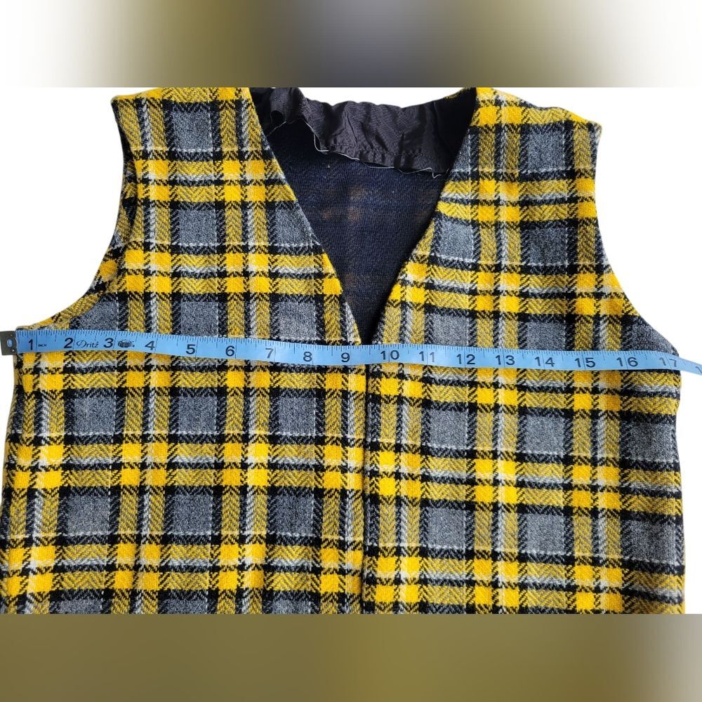 1960s Vintage Handmade Plaid Vest & Mini Skirt Set XS Mod Punk Two Piece - Picture 7 of 16
